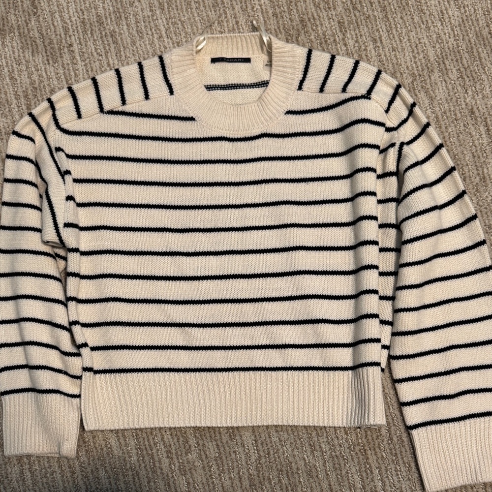 Striped Cream and Black Women's Sweater